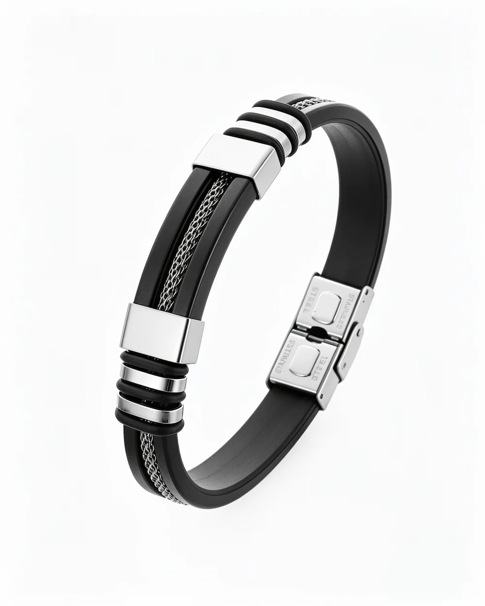 Vector Titanium Steel Electroplated Bracelet in Black